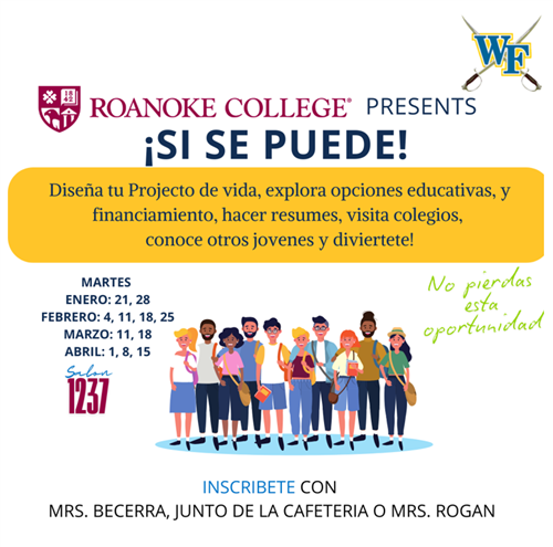 Images of people and Roanoke College and William Fleming logos with informational text about Roanoke College services.